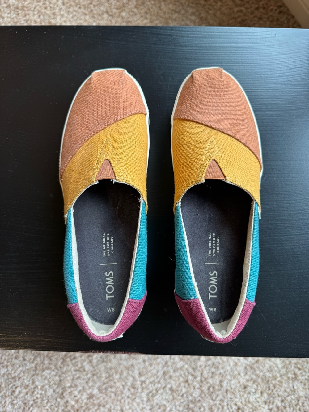 Toms Women's Multicolor Canvas Slip-Ons — Mustard, Rust, Teal & Plum